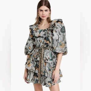 Ulla Johnson Giselle Ruffle Floral Mini Dress in Portofino Size 2